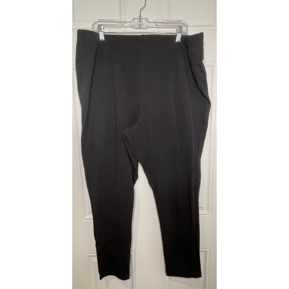 Roaman's Women's Plus Size 2X 26 / 28 Solid Black Leggings Comfort Stretch